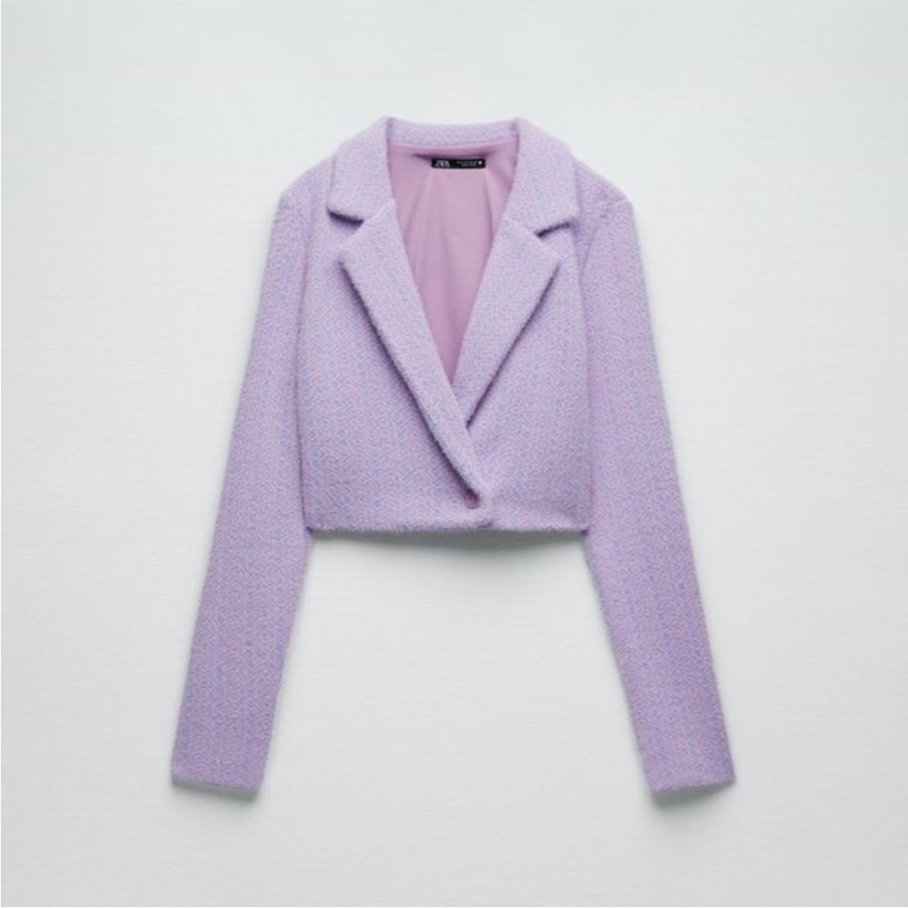 Zara 💟🪻👚Lavender Cropped Soft Blazer Sweater